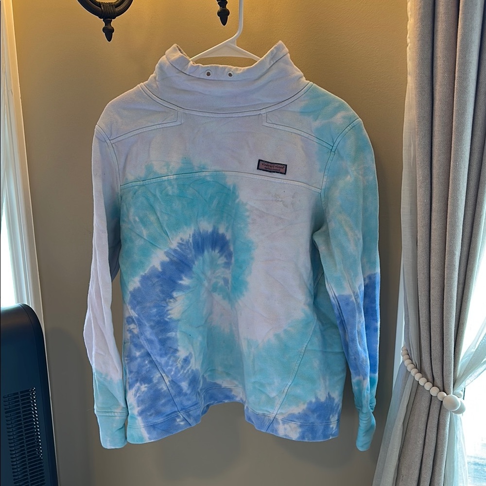 Blue and White Tie-Dye Pullover